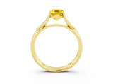 Yellow gold Emerald Cut Yellow Sapphire Solitaire Twist Band Prong Setting Ring_87