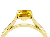 Yellow gold Emerald Cut Yellow Sapphire Solitaire Twist Band Prong Setting Ring_88