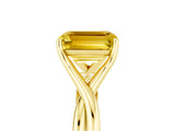 Yellow gold Emerald Cut Yellow Sapphire Solitaire Twist Band Prong Setting Ring_89