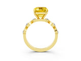 Yellow gold Emerald Cut Yellow Sapphire Solitaire Twisted Band with Round  Accents and Prong Setting_15