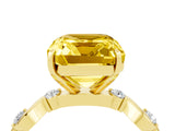 Yellow gold Emerald Cut Yellow Sapphire Solitaire Twisted Band with Round  Accents and Prong Setting_16