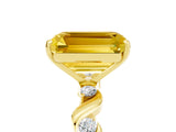 Yellow gold Emerald Cut Yellow Sapphire Solitaire Twisted Band with Round  Accents and Prong Setting_17