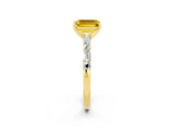 Yellow gold Emerald Cut Yellow Sapphire Solitaire with Side Baguettes and Channel Set Band_26