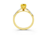 Yellow gold Emerald Cut Yellow Sapphire Solitaire with Side Baguettes and Channel Set Band_27