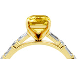 Yellow gold Emerald Cut Yellow Sapphire Solitaire with Side Baguettes and Channel Set Band_28