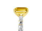 Yellow gold Emerald Cut Yellow Sapphire Solitaire with Side Baguettes and Channel Set Band_29
