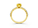Yellow gold Emerald Cut Yellow Sapphire Solitaire with Side Stones, Pave Band, Four-Prong Setting_75