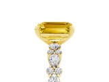 Yellow gold Emerald Cut Yellow Sapphire Solitaire with Side Stones, Pave Band, Four-Prong Setting_77