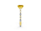 Yellow gold Emerald Cut Yellow Sapphire Solitaire with Side Stones on a Pavé Band and Four-Prong Setting_26