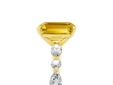 Yellow gold Emerald Cut Yellow Sapphire Solitaire with Side Stones on a Pavé Band and Four-Prong Setting_29