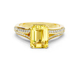 Yellow gold Emerald Cut Yellow Sapphire Split Shank Engagement Ring with Pavé Band_24