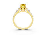 Yellow gold Emerald Cut Yellow Sapphire Split Shank Engagement Ring with Pavé Band_27