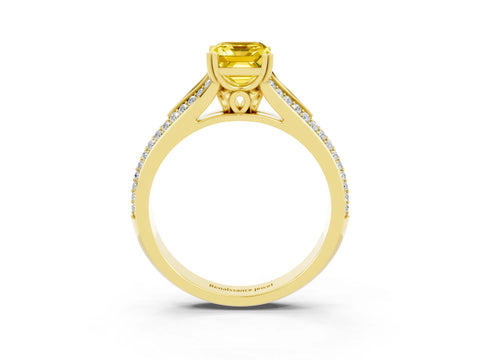 Yellow gold Emerald Cut Yellow Sapphire Split Shank Engagement Ring with Pavé Band_27