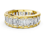 Yellow gold Emerald Cut and Round Diamond Eternity Mens Band_24