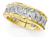 Yellow gold Emerald Cut and Round Diamond Eternity Mens Band_25