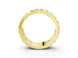Yellow gold Emerald Cut and Round Diamond Eternity Mens Band_27