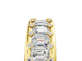 Yellow gold Emerald Cut and Round Diamond Eternity Mens Band_29