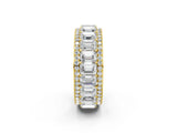10K Yellow Gold Emerald Cut and Round Diamond Multi-Row Mens Band