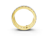 10K Yellow Gold Emerald Cut and Round Diamond Multi-Row Mens Band