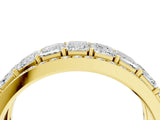 10K Yellow Gold Emerald Cut and Round Diamond Multi-Row Mens Band
