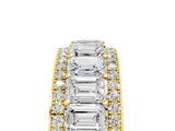 10K Yellow Gold Emerald Cut and Round Diamond Multi-Row Mens Band