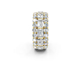 Yellow gold Emerald Cut and Round Diamond Three-Row Eternity Mens Band_26