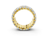 Yellow gold Emerald Cut and Round Diamond Three-Row Eternity Mens Band_27