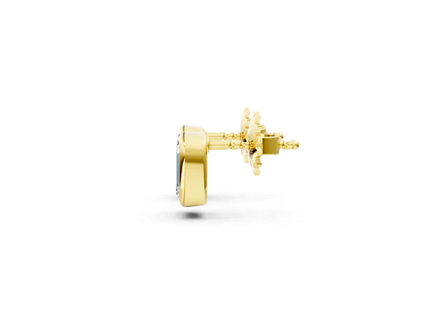 Yellow gold Emerald Diamond Bezel-Set Stud Earrings