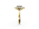 Yellow gold Emerald Diamond Cluster Halo Ring with Solitaire Band and Four-Prong Setting_22