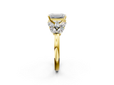 Yellow gold Emerald Diamond Cluster Leaf Design Ring with Prong Setting_70