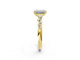 Yellow gold Emerald Diamond Cluster Prong-Set Solitaire Ring_49