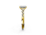 Yellow gold Emerald Diamond Cluster Prong-Set Solitaire Ring_50