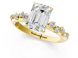 Yellow gold Emerald Diamond Cluster Prong-Set Solitaire Ring_51