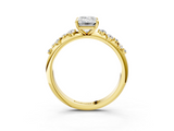 Yellow gold Emerald Diamond Cluster Prong-Set Solitaire Ring_52