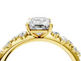 Yellow gold Emerald Diamond Cluster Prong-Set Solitaire Ring_53
