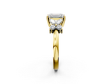 Yellow gold Emerald Diamond Floral Cluster Ring with Solitaire Band and Prong Setting_77