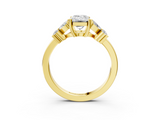 Yellow gold Emerald Diamond Floral Cluster Ring with Solitaire Band and Prong Setting_78