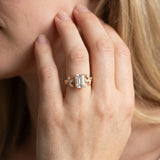 Yellow gold Emerald Diamond Floral Vine Solitaire Engagement Ring_15