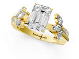 Yellow gold Emerald Diamond Floral Vine Solitaire Engagement Ring_18