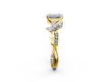 Yellow gold Emerald Diamond Floral Vine Solitaire Engagement Ring_19