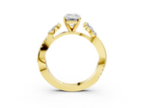Yellow gold Emerald Diamond Floral Vine Solitaire Engagement Ring_20