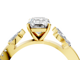 Yellow gold Emerald Diamond Floral Vine Solitaire Engagement Ring_21
