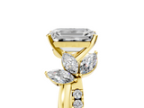 Yellow gold Emerald Diamond Floral Vine Solitaire Engagement Ring_22