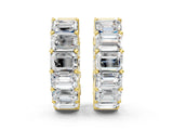Yellow gold Emerald Diamond Huggie Hoop Earrings_22