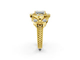 Yellow gold Emerald Diamond Milgrain Marquise Filigree Engagement Ring with Prong Setting_8