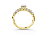 Yellow gold Emerald Diamond Pavé Band Solitaire Ring with Four-Prong Setting_52