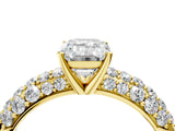 Yellow gold Emerald Diamond Pavé Band Solitaire Ring with Four-Prong Setting_53