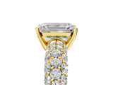 Yellow gold Emerald Diamond Pavé Band Solitaire Ring with Four-Prong Setting_54