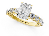Yellow gold Emerald Diamond Pavé Band Solitaire with Four-Prong Setting_17