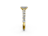 Yellow gold Emerald Diamond Pavé Band Solitaire with Four-Prong Setting_18